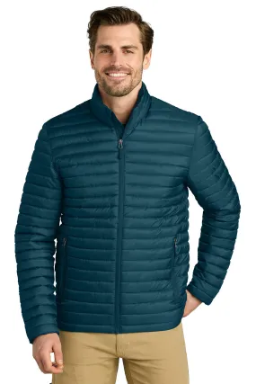 Eddie Bauer Mens Packable Quilted Water Resistant Full Zip Jacket - Adriatic Blue - New