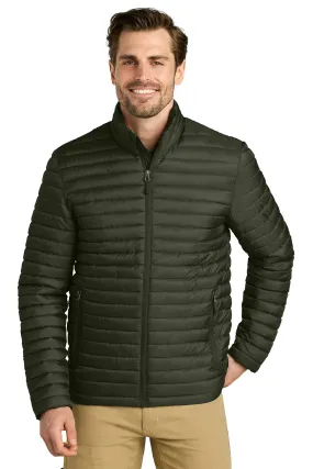 Eddie Bauer Mens Packable Quilted Water Resistant Full Zip Jacket - Olive Green - New