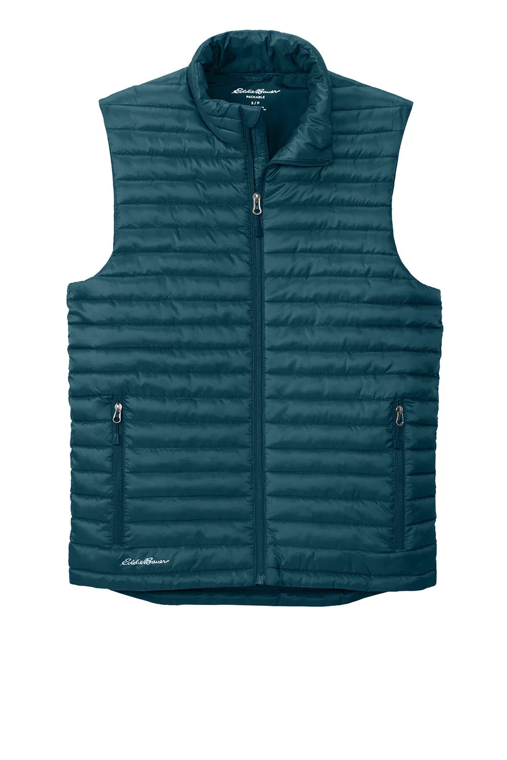 Eddie Bauer Mens Packable Quilted Water Resistant Full Zip Vest - Adriatic Blue - New