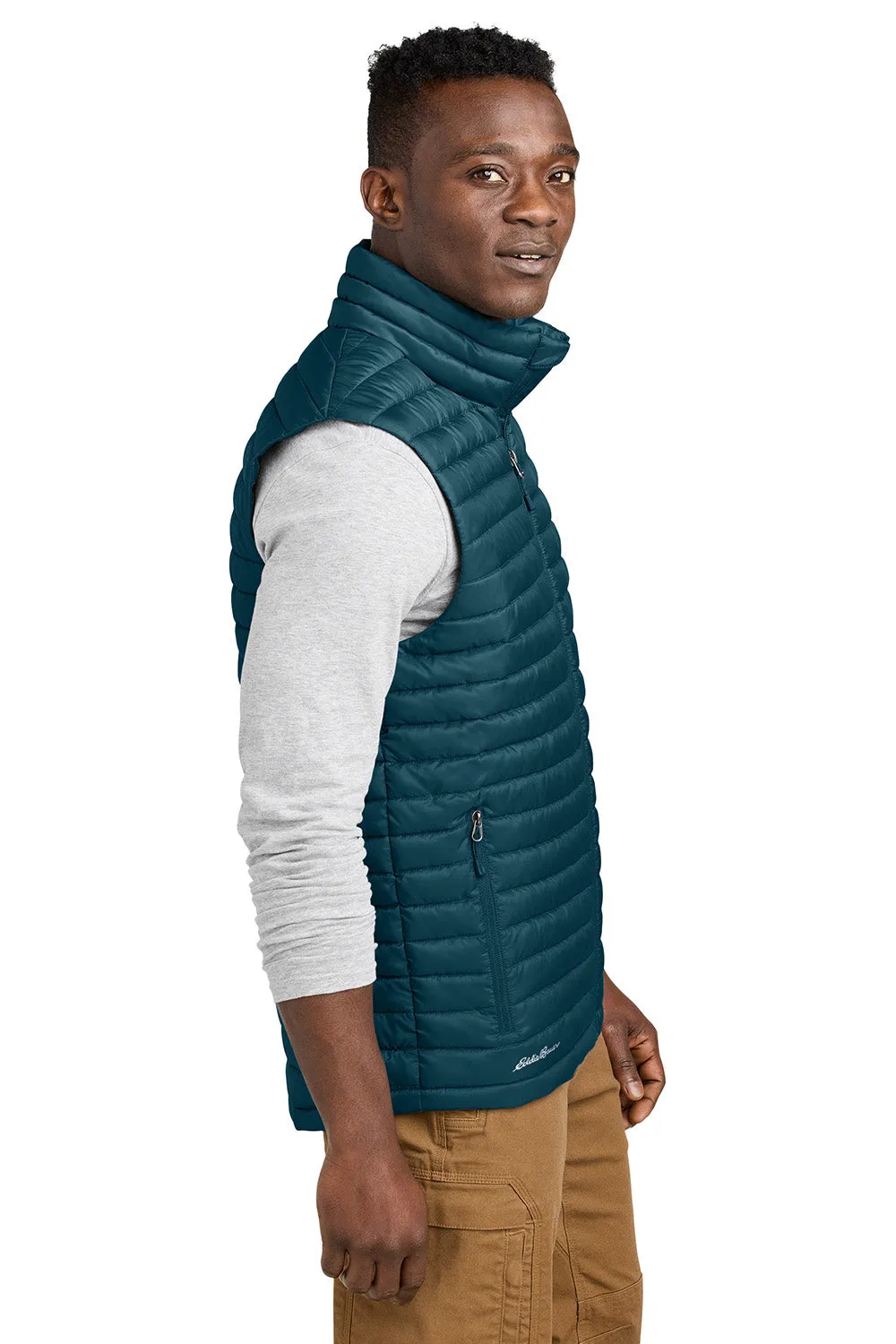 Eddie Bauer Mens Packable Quilted Water Resistant Full Zip Vest - Adriatic Blue - New