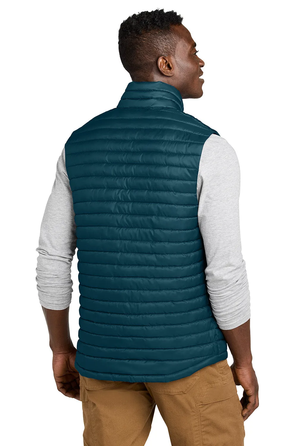 Eddie Bauer Mens Packable Quilted Water Resistant Full Zip Vest - Adriatic Blue - New