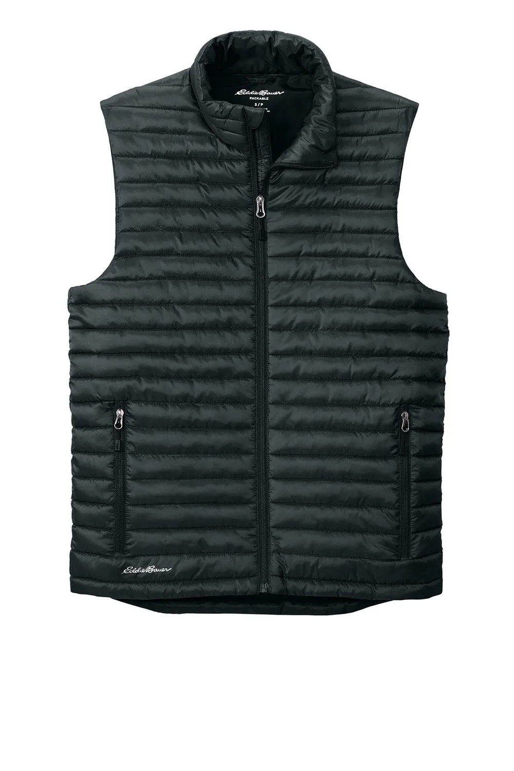 Eddie Bauer Mens Packable Quilted Water Resistant Full Zip Vest - Black - New