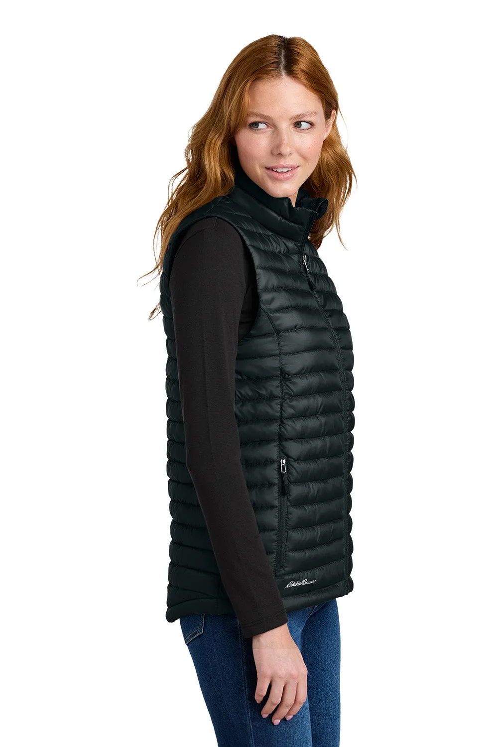 Eddie Bauer Womens Packable Quilted Water Resistant Full Zip Vest - Black - New