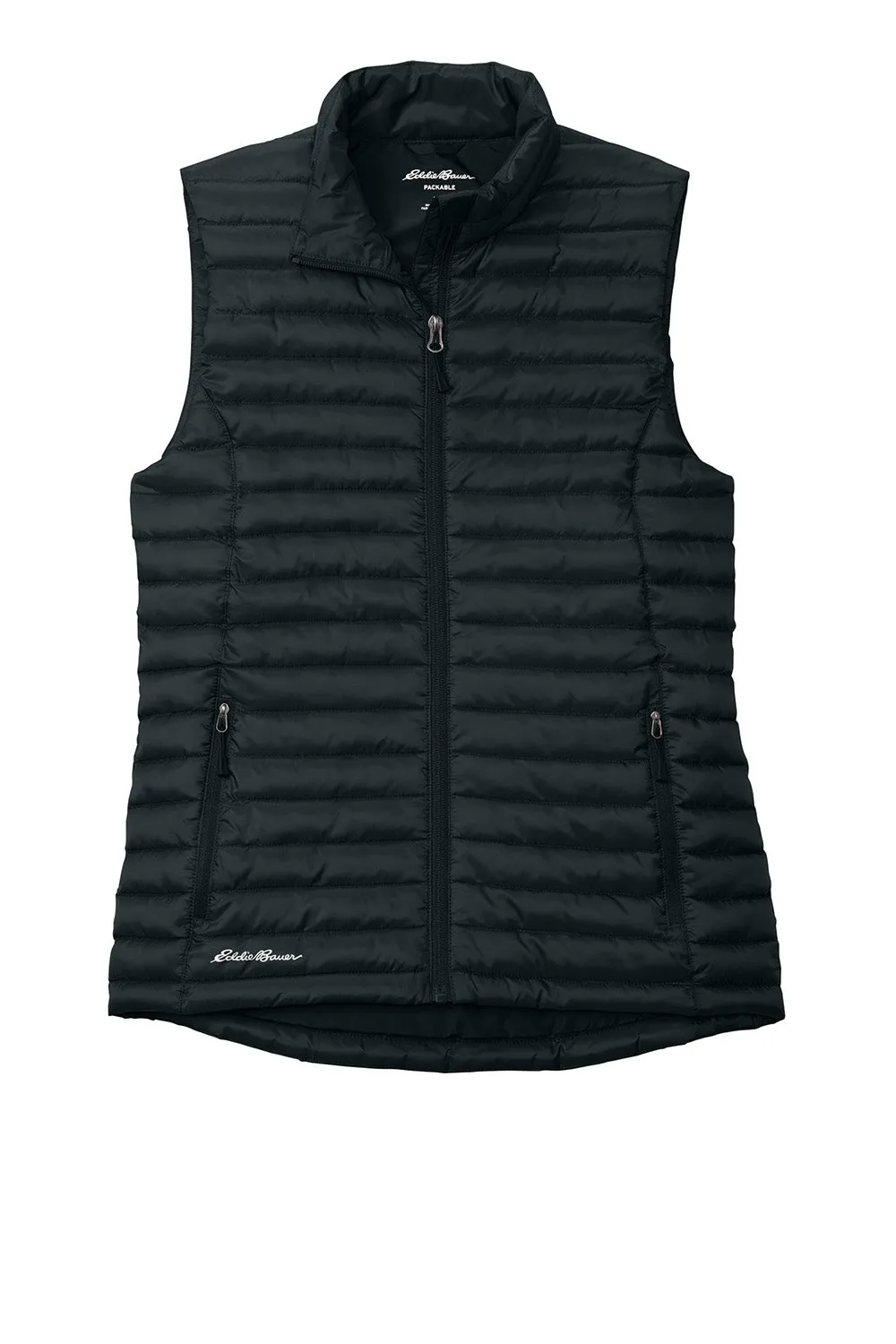 Eddie Bauer Womens Packable Quilted Water Resistant Full Zip Vest - Black - New