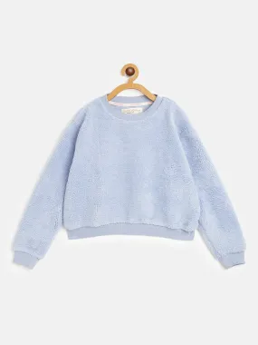 Girls Blue Fur Sweatshirt - Lyush Kids
