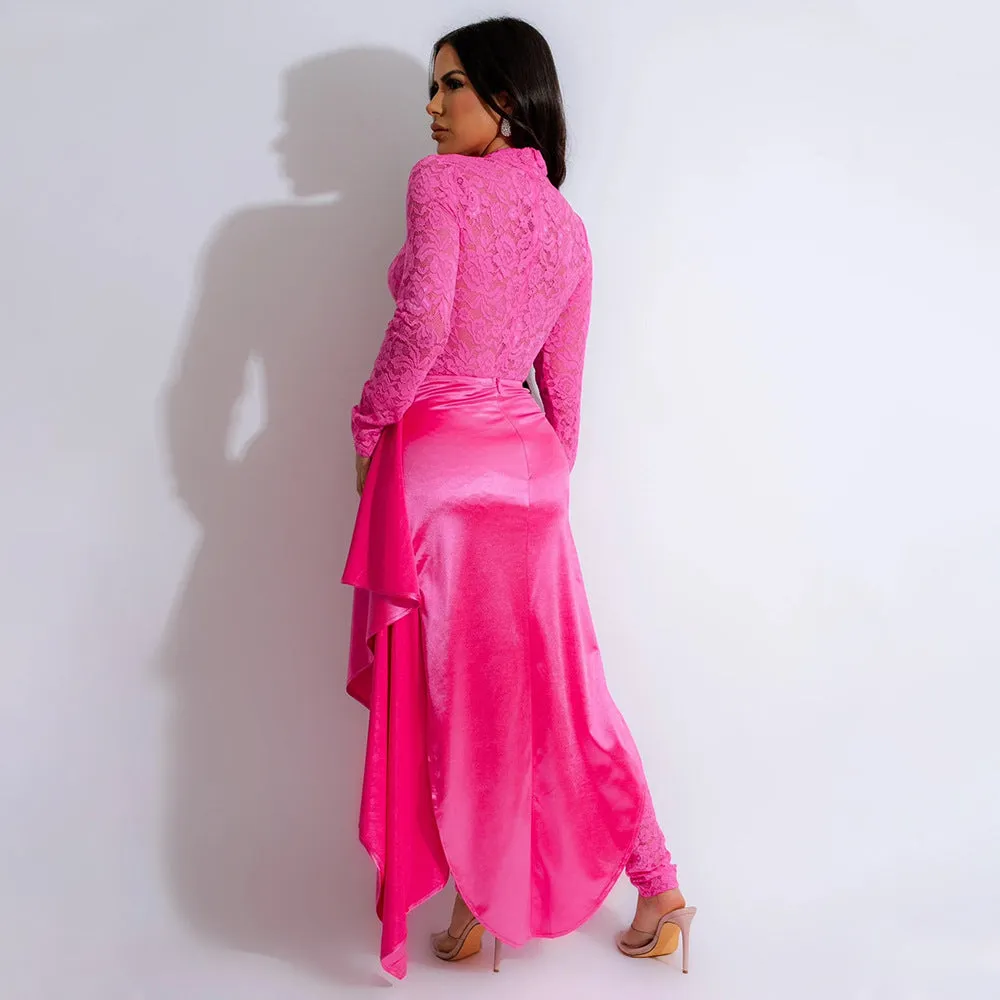 MALYBGG Bodysuit with Skirt Cape Two-piece Set 901124LY