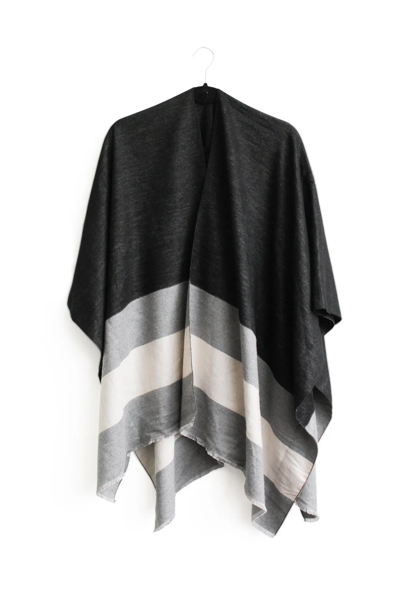 Yeva Poncho in Black and Beige